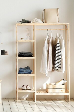 Ahşap Ayaklı Askı Elbise Askısı Çok Amaçlı Dolap Gardrop - Kollektiv Home