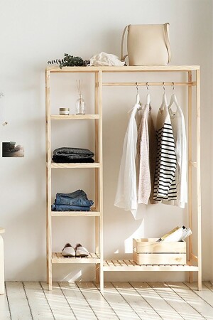 Ahşap Ayaklı Askı Elibse Askısı Çok Amaçlı Dolap Gardrop 96x144x30 BRK - BRK Design