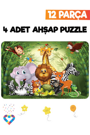 Ahşap Çocuk Puzzle 12 Parça 4 Adet EsaPuzzle087 - 3