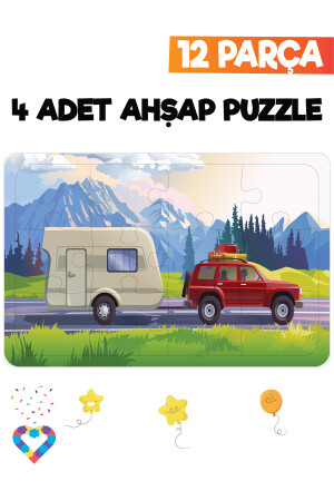 Ahşap Çocuk Puzzle 12 Parça 4 Adet EsaPuzzle087 - 4