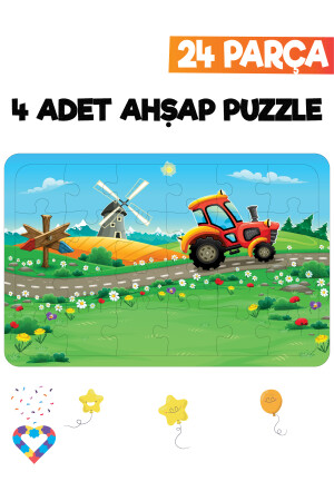 Ahşap Çocuk Puzzle 24 Parça 4 Adet EsaPuzzle089 - 4