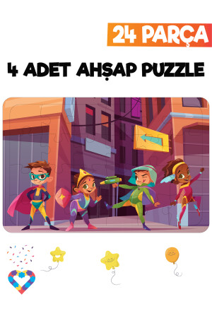 Ahşap Çocuk Puzzle 24 Parça 4 Adet EsaPuzzle089 - 5