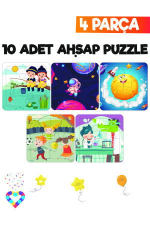 Ahşap Çocuk Puzzle 4 Parça 10 Adet EsaPuzzle005 - 2