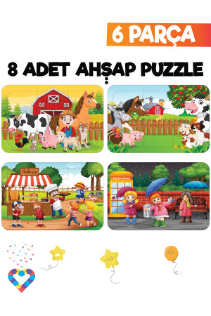 Ahşap Çocuk Puzzle 6 Parça 6 Adet EsaPuzzle050 - 2