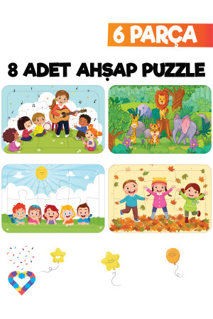 Ahşap Çocuk Puzzle 6 Parça 6 Adet EsaPuzzle050 - 3