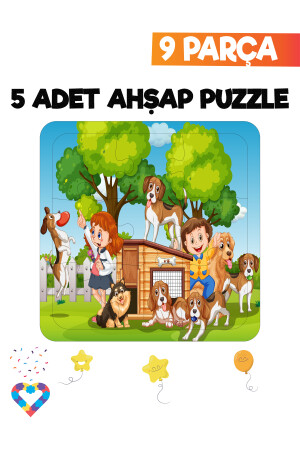 Ahşap Çocuk Puzzle 9 Parça 5 Adet EsaPuzzle065 - 2