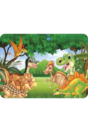 Ahşap Çocuk Puzzle Yapboz 4'lü Set 24-20-16-12 Parça - Ayıcık, Çiftlik, Orman, Dinazorlar puzzle026 - 3