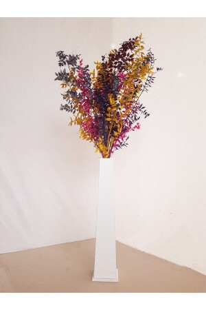 Ahşap Dekoratif Vazo- Çiçek- Pampas Vazosu - Beyaz - Ekinokshome