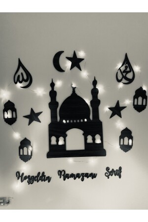 Ahşap Işıklı Ramazan Süsü Siyah - 1