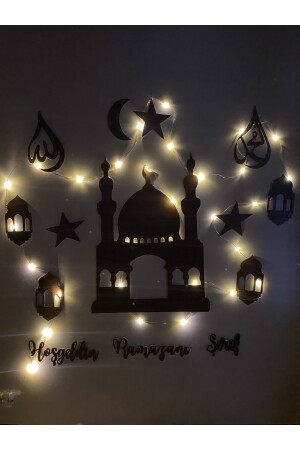 Ahşap Işıklı Ramazan Süsü Siyah - 2