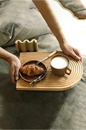 Ahşap Oymalı Yarım Gökkuşağı Dekoratif Ahşap Tepsi Sunum Tepsisi Sunumluk Banyo Tepsisi Rftsnm34 - LinkaHome