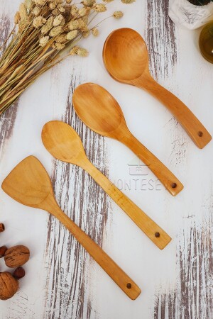 Ahşap Tahta Mutfak Kaşık Seti 4 Parça Kayın , Şimşir Ve Bambu Ağacı Ağaç Kaşık ynahş2 - MONTESEV