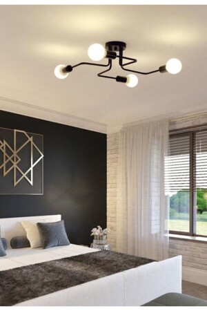 Akrep Ahtapot Kollu Siyah Renk Salon - Mutfak - Yatak Odası 4 Lü Avize siyahakrep - Fer Avize