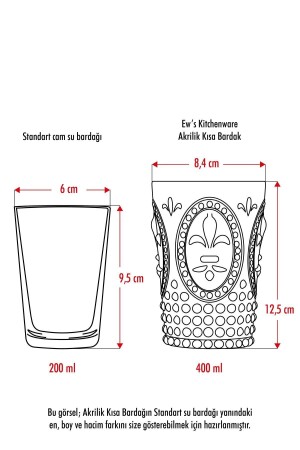 Akrilik Füme 6'lı Kısa Bardak & Su Meşrubat Kahve Yanı Bardağı 400 ml ( Cam Değildir ) 1653164 - 5