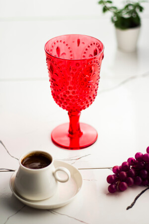 Akrilik Renkli 6'lı Kadeh & Su Meşrubat Kahve Yanı Bardağı 450 ml ( Cam Değildir ) Magıcayaklıdp6 - 2