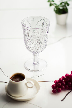 Akrilik Renkli 6'lı Kadeh & Su Meşrubat Kahve Yanı Bardağı 450 ml ( Cam Değildir ) Magıcayaklıdp6 - 3