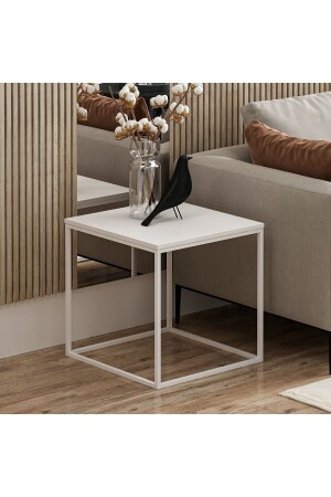 Alaska 40x40 Metal Ayaklı Yan Sehpa Beyaz AlaskayanBEYAZ - tino furniture