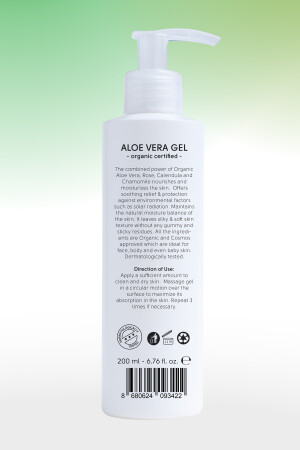 Aloe Vera Jel, Organik & Vegan Sertifikalı, Güneş Sonrası Yatıştırıcı Nemlendirici Rahatlatıcı 200ml K-ECO-3422 - 2