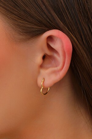 Altın Küpe 14 Ayar Altın Kalp Küpe-1-50 CM - Moom Mücevherat