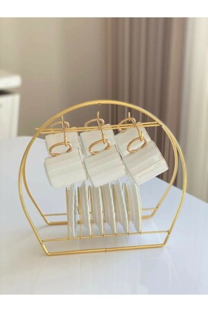Altın Rengi Fincanlık Gold Fincan Standı 6lı Sunum Gold Fincan Standı altın - Kitchen Line
