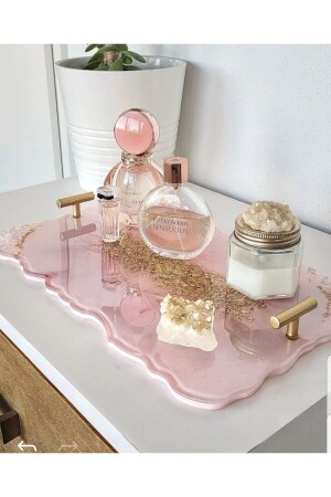 Altın Varaklı Dikdörtgen Dalgalı Desenli Iki Kişilik Söz Nişan Damat Epoksi Sunum Tepsisi TYC00407136737 - Sultan Tasarım