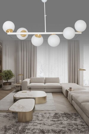 Altina 6'li Beyaz Modern Lüks Avize SEF165 - ŞL Şef Light