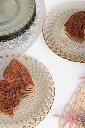 Angdesign Belinda Cam Tatlı-kek Tabağı 6'lı Füme 4100 - 4