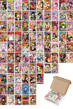 Anime-Poster – 84-teilig – Anime-Poster-Collage-Set – selbstklebende Rückseite – Anime-Raumdekoration – Box-Set - Postifull