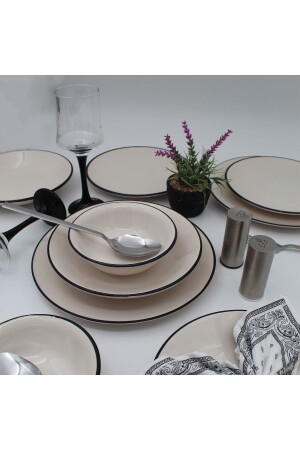 Anka 16-teiliges Tafelservice für 4 Personen – Schwarzes Netz ARN16PRCYT80 - Arna Porselen