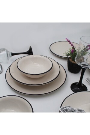 Anka 18-teiliges Tafelservice für 6 Personen – schwarzes Netz ARN18PRCYT80 - Arna Porselen