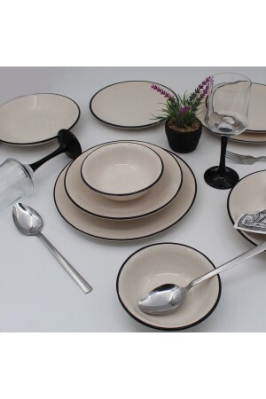 Anka 24-teiliges Tafelservice für 6 Personen – schwarzes Netz ARN24PRCYT80 - Arna Porselen