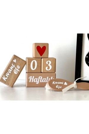 Anne Ve Bebek Anı Küpü Seti Kırmızı Kalplı Türkçe Beyaz Isimli Dekor Doğal Keçi Kılı Tarak Set - Mogokids