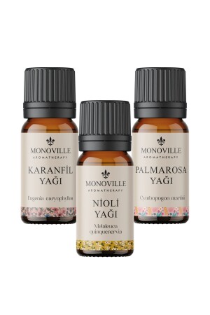 Anti-mite (AKAR) Seti Nioli Yağı- Karanfil Yağı- Palmarosa Yağı %100 Saf Ve Doğal 3x10 ml - Monoville
