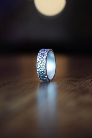 Antik Gümüş Kaplama Duman Desen Ayarlanabilir Yüzük - The Collection