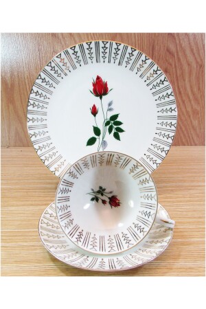 Antika Gkc Bavyera Porselen Trio Çay Fincanı....çiçek Motifli 2055843 - 1