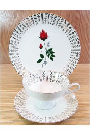 Antika Gkc Bavyera Porselen Trio Çay Fincanı....çiçek Motifli 2055843 - 2