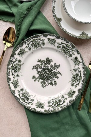 Antique Green 6 adet 19 cm Özel Tasarım Premium Porselen Servis Tabağı Takımı (SET DEĞİLDİR) - Porselenden