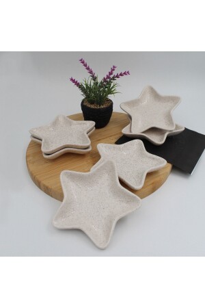 Arna 14 cm Keramik-Stern-Snackschale – silberweiß ARN14YLDZCRZ061 - Arna Porselen