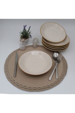 Arna 20 cm Grubenteller 6 Stück - Cappuccino ARN20TC057 - Arna Porselen