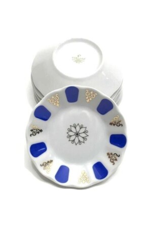 Arow Porselen Mavi Beyaz Kahveci Model 6 Lı Çay Tabağı Kahveci Model 6 lı Çay Tabağı Mavi beyaz - Porland