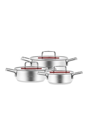 Arya Indüksiyon Tabanlı 6 Parça Çelik Sahan Seti Kırmızı 153.03.08.2189-1 - Karaca