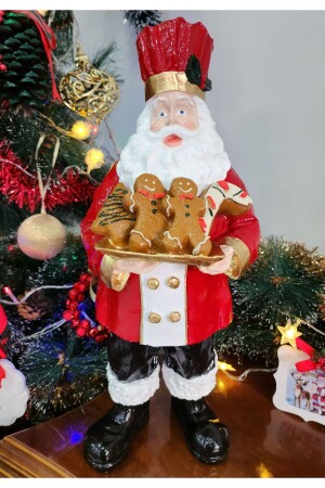 Aşçı Noel Baba Heykeli, Yılbaşı Aksesuarları, Yeni Yıl Hediyesi, Noel Baba Biblo, 41 cm 2024yeniyıl4 - 3