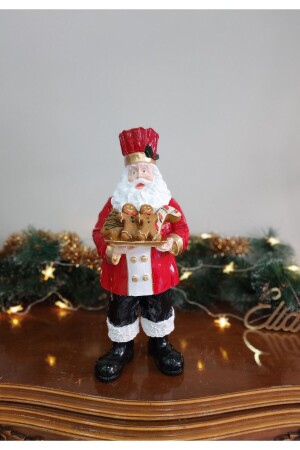 Aşçı Noel Baba Heykeli, Yılbaşı Aksesuarları, Yeni Yıl Hediyesi, Noel Baba Biblo, 41 cm 2024yeniyıl4 - 4