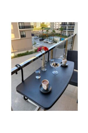 Asılabilir Balkon Masası & Pratik Katlanabilir Askılı Bahçe, Balkon Masası Siyah Renk 2kkatlanabilirmasa - 1