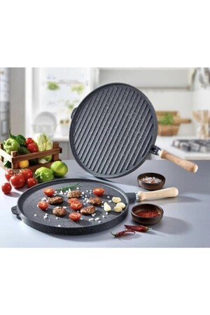 Asya Doppelseitige Pfannkuchen- und Grillpfanne aus Gussgranit 36 ​​cm 28291 - Eda