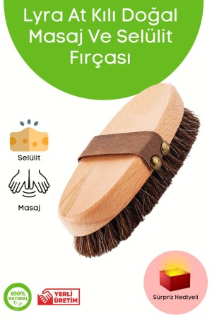 At Kılı Doğal Masaj Ve Selülit Fırçası Boy 15 cm En 6 cm Kıl Uzunluğu 2 cm - Lyra