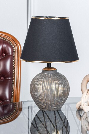 Attra Handmade Seramik Abajur Gri Gold Srmk-53 - Hmydesign