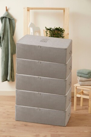 Aufbewahrungstasche, 5 Stück, Mega-Größe, graue Farbe, Aufbewahrung unter dem Boden, Einlage, Mitgift-Organizer, Quilt-Aufbewahrungstasche ~ Größe: 5 x (74 x 46 x 22) RNKHRGRTLBZAO5400 - renklibebek