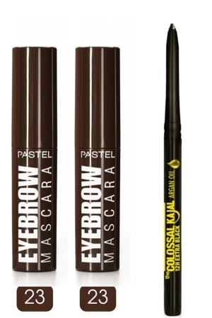 Augenbrauen-Mascara – Augenbrauen-Mascara 23 Dunkelbraun 2 Stück + Maybelline New York Extra Black Eye Pencil - Pastel