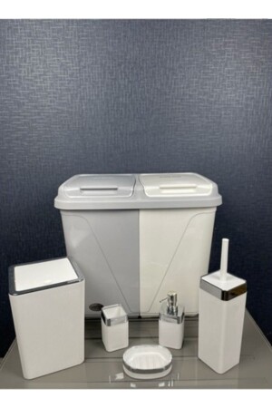 Automatischer Schmutzwäschekorb und 5-teiliges Badezimmer-Set - Ahir Ticaret